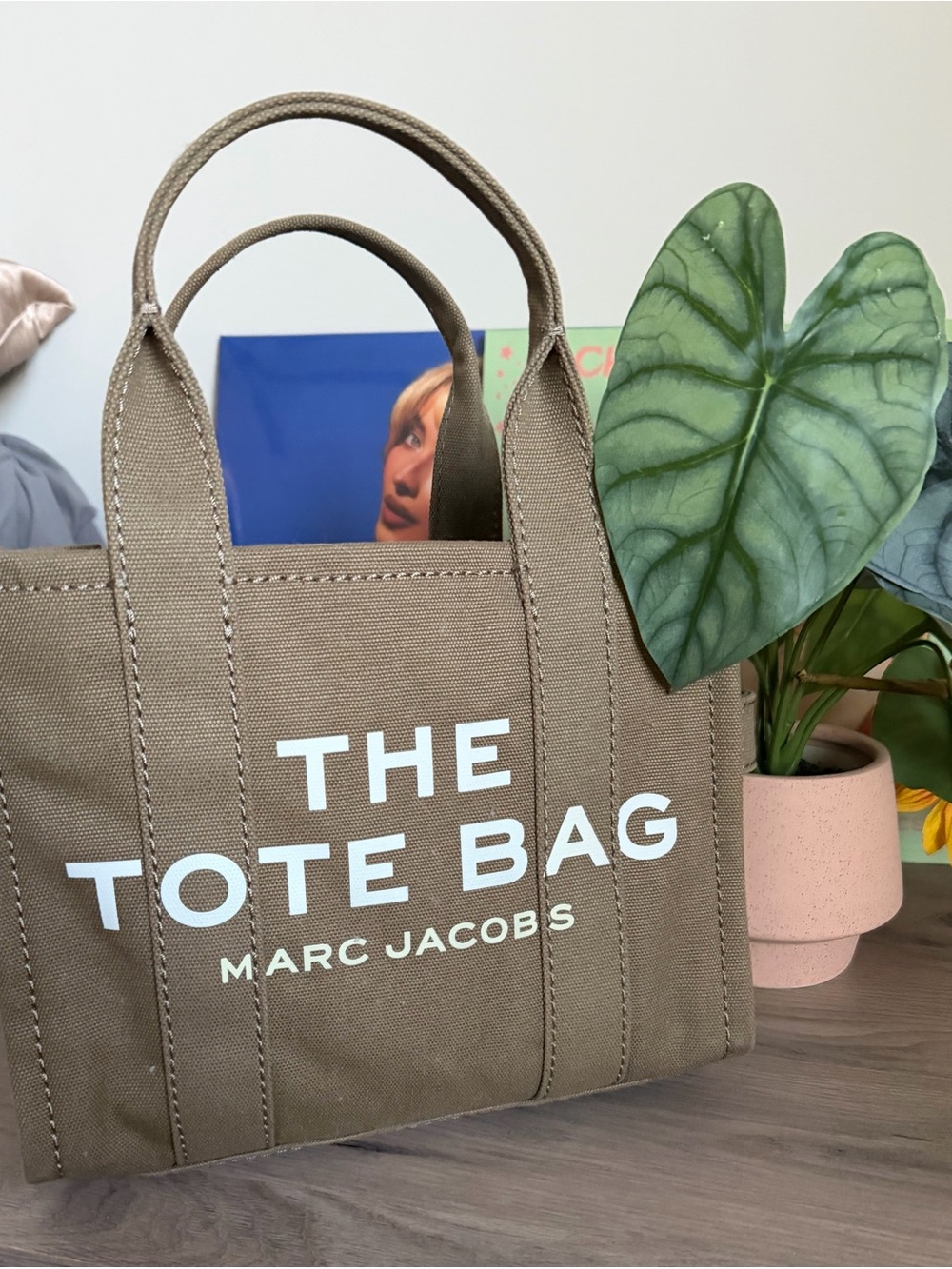 Marc Jacobs Taupe Canvas Tote with White Logo